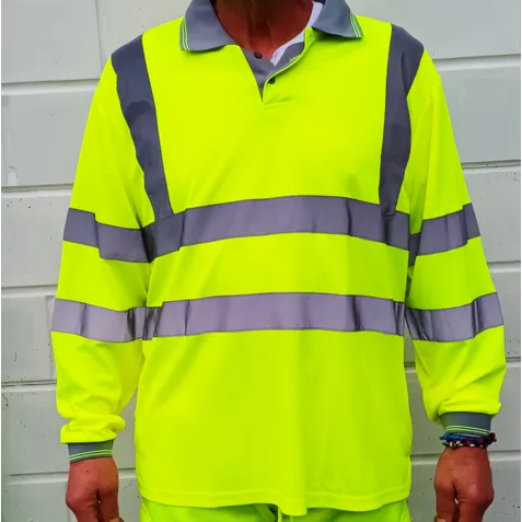 Hi-Vis Long Sleeve Polo Shirt Class 3 - Solid Tape - Case of 25